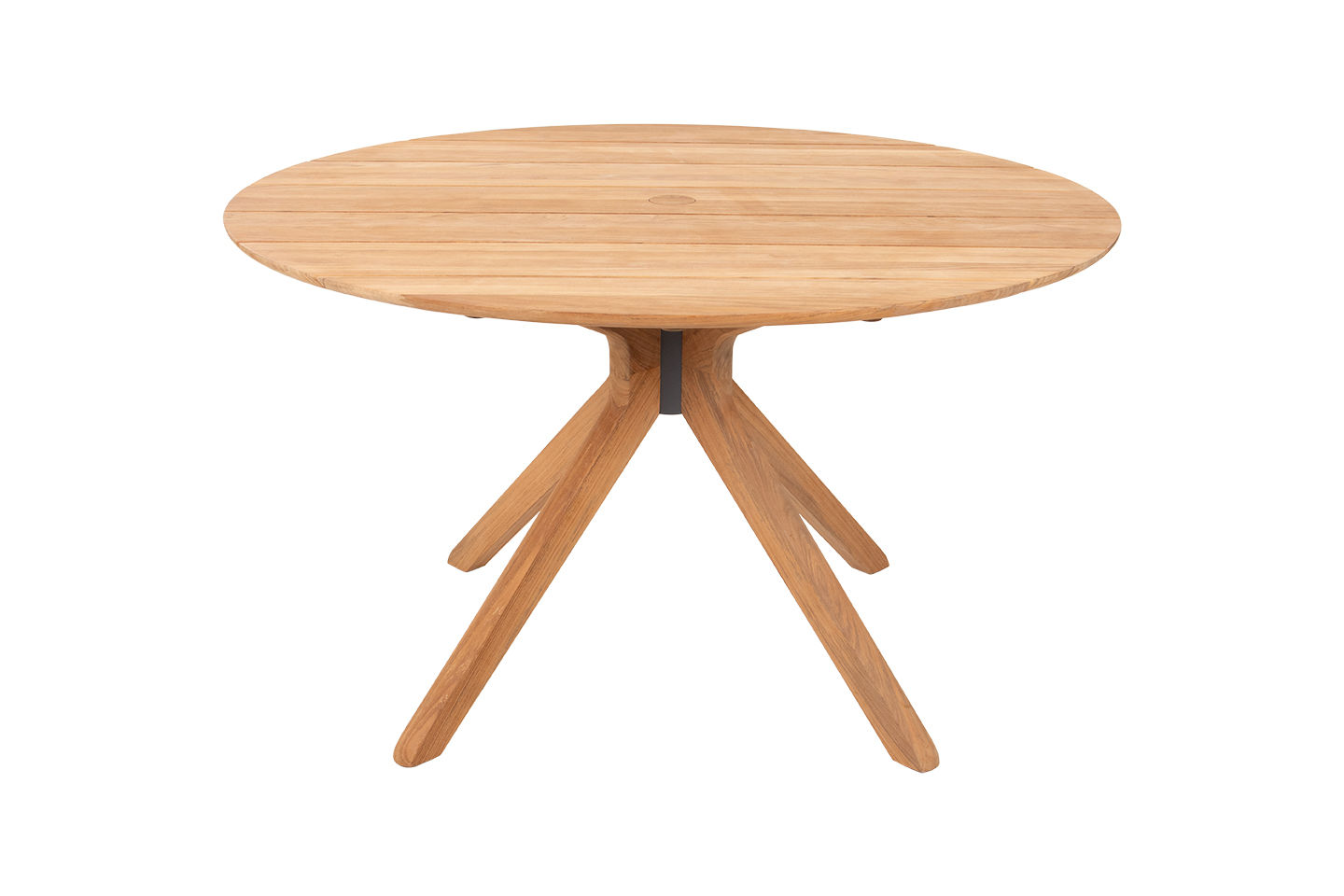 Jeberg Round Dining Table, Slatted Teak Top Ø132cm (Ø52") w. umbrella hole